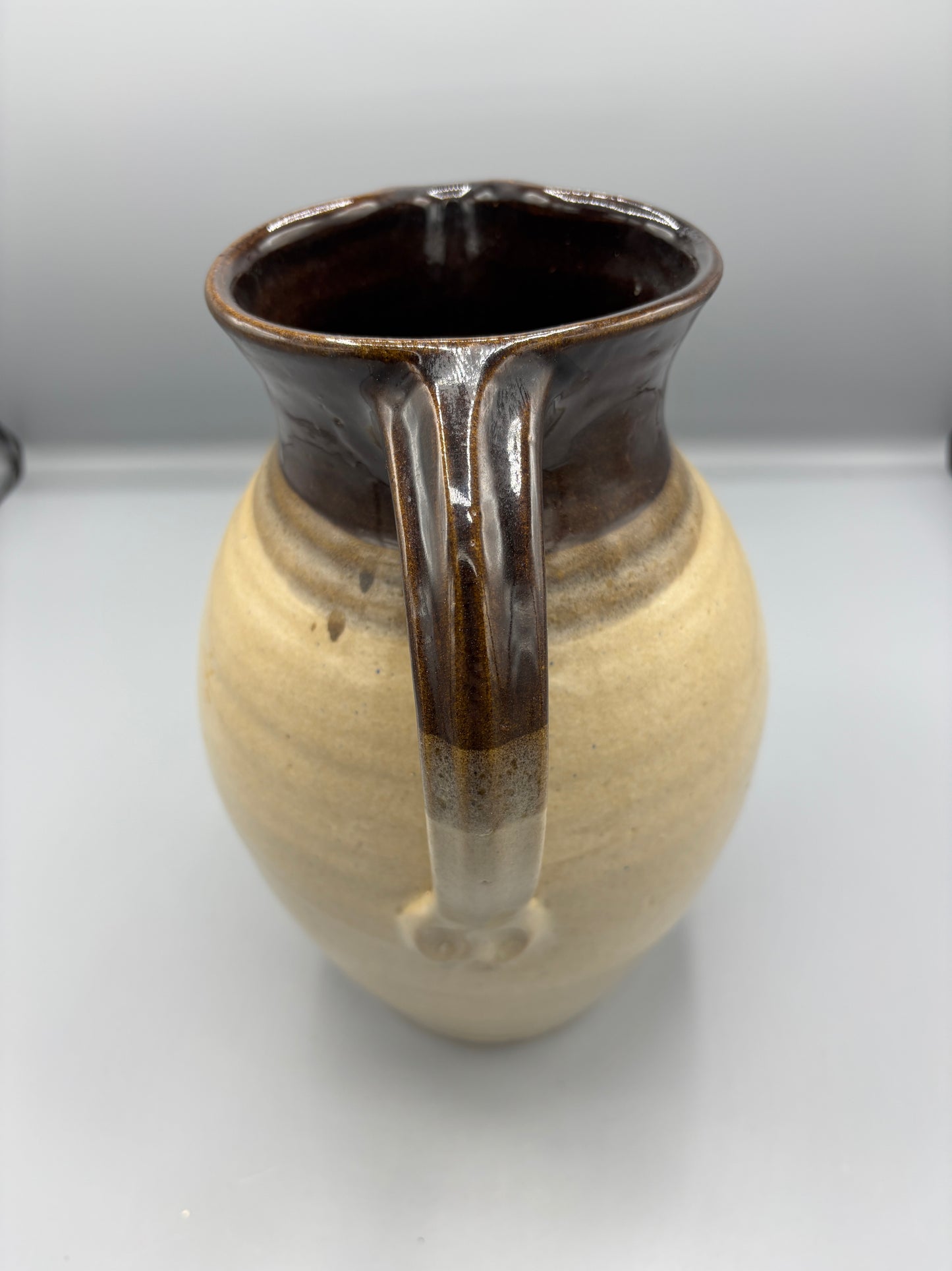 Two toned stoneware pitcher