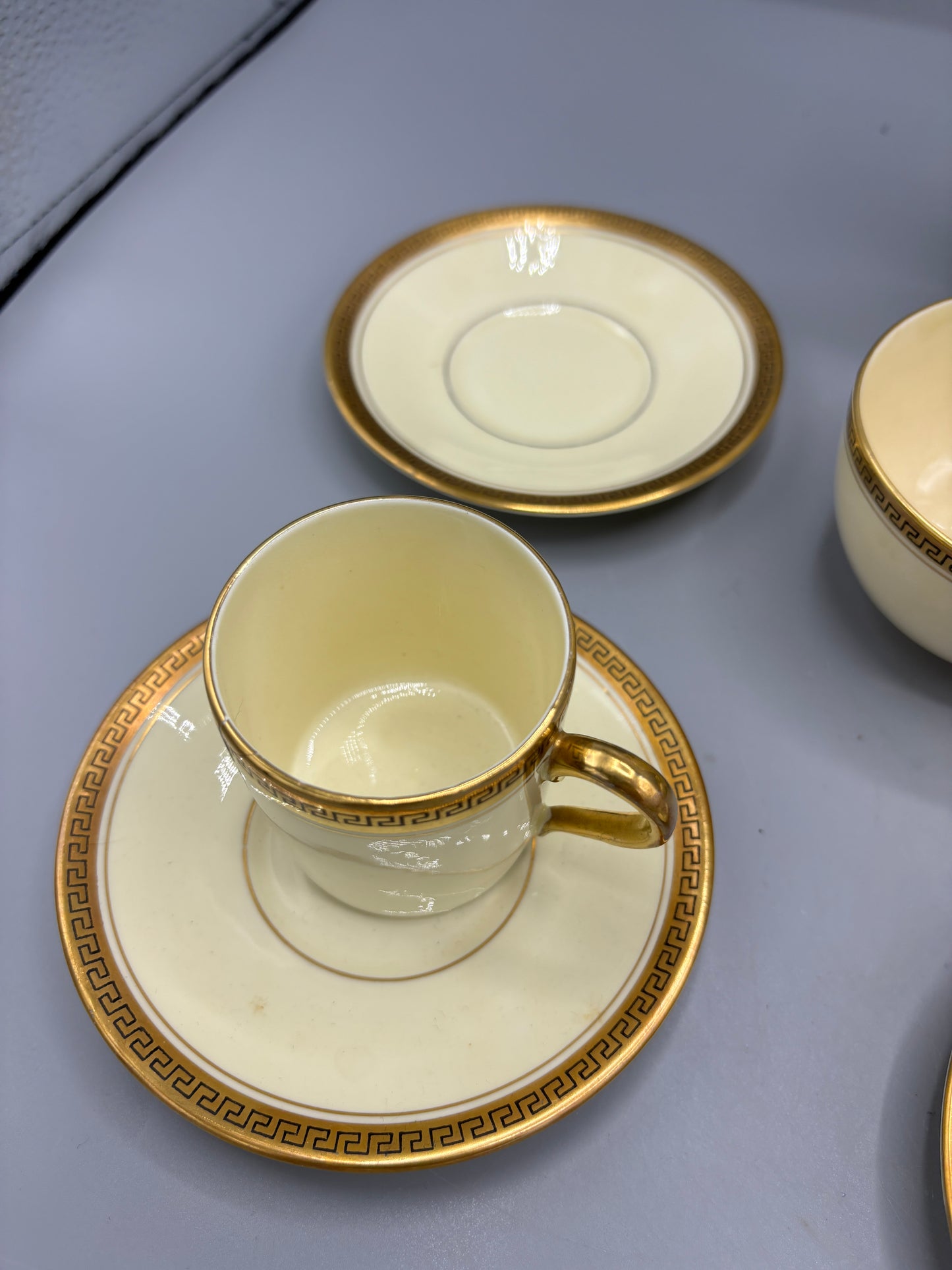Vintage 10 piece Adderley gold & cream Greek Key tea set