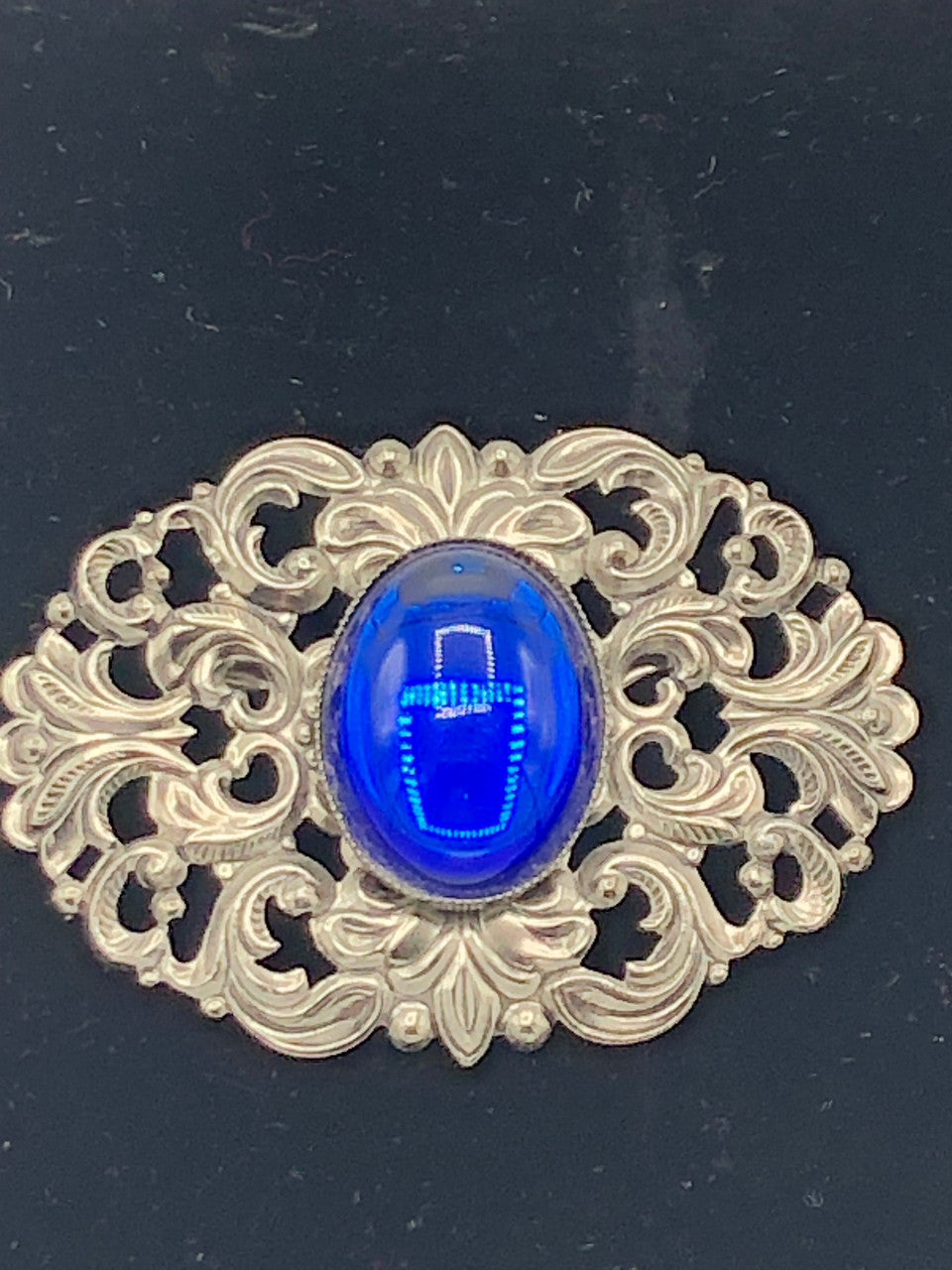 Blue Stone filigree pin