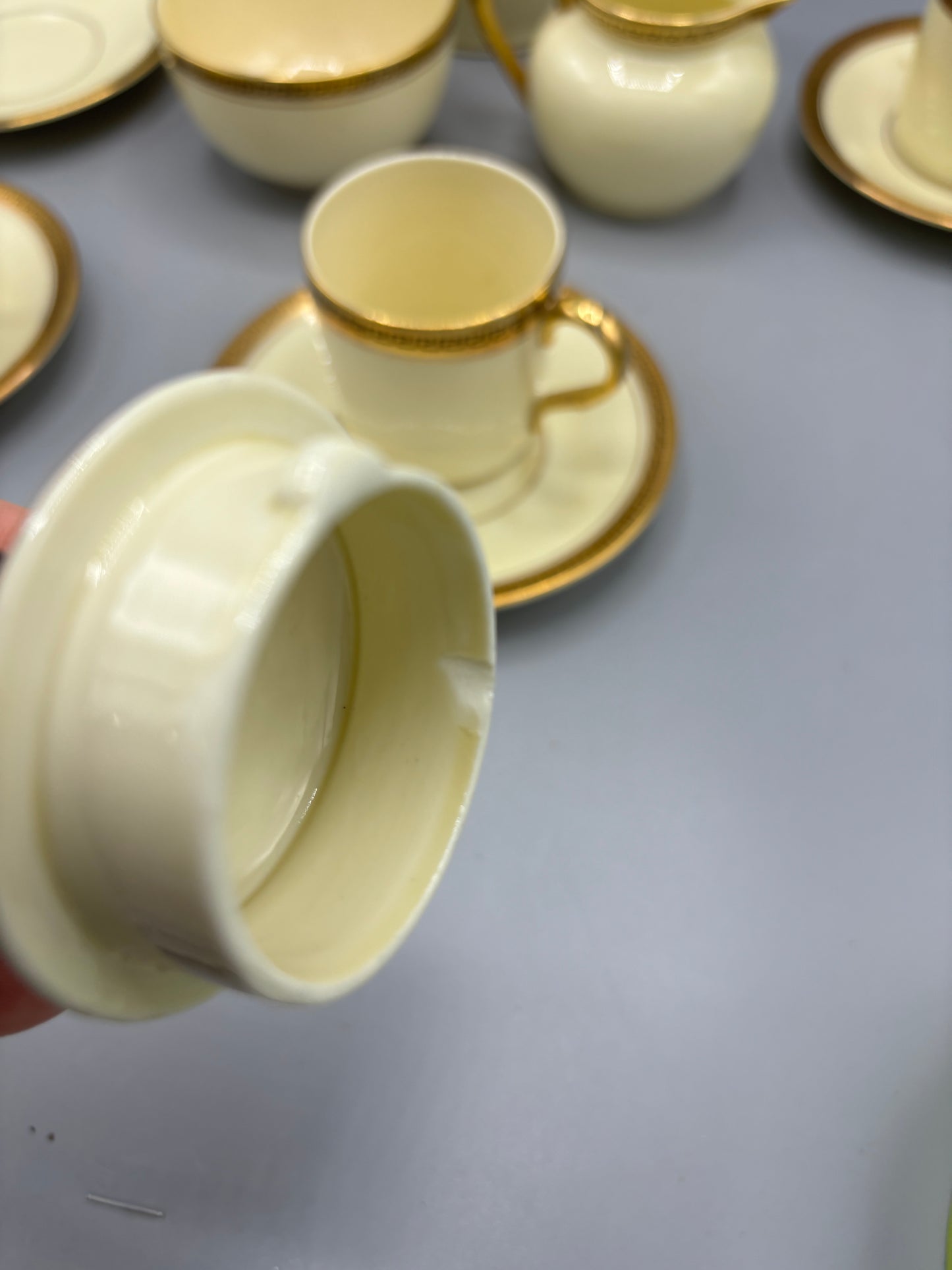 Vintage 10 piece Adderley gold & cream Greek Key tea set
