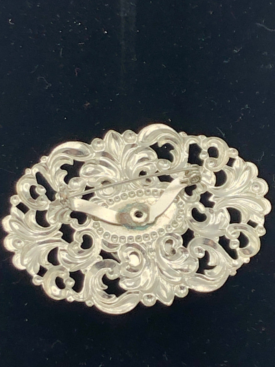 Blue Stone filigree pin