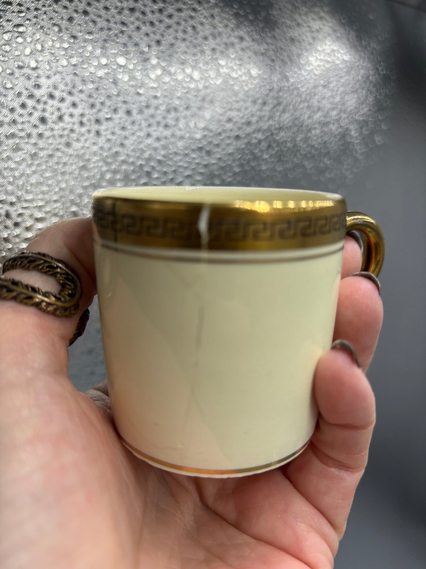Vintage 10 piece Adderley gold & cream Greek Key tea set