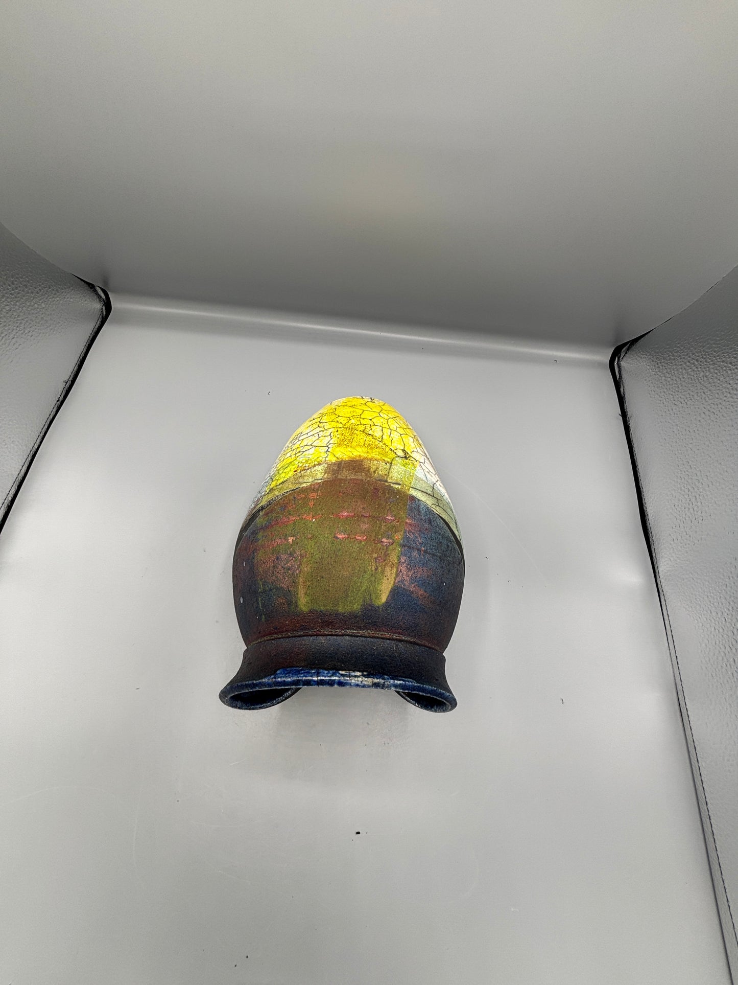 Signed Walsh Abstract folded top vase