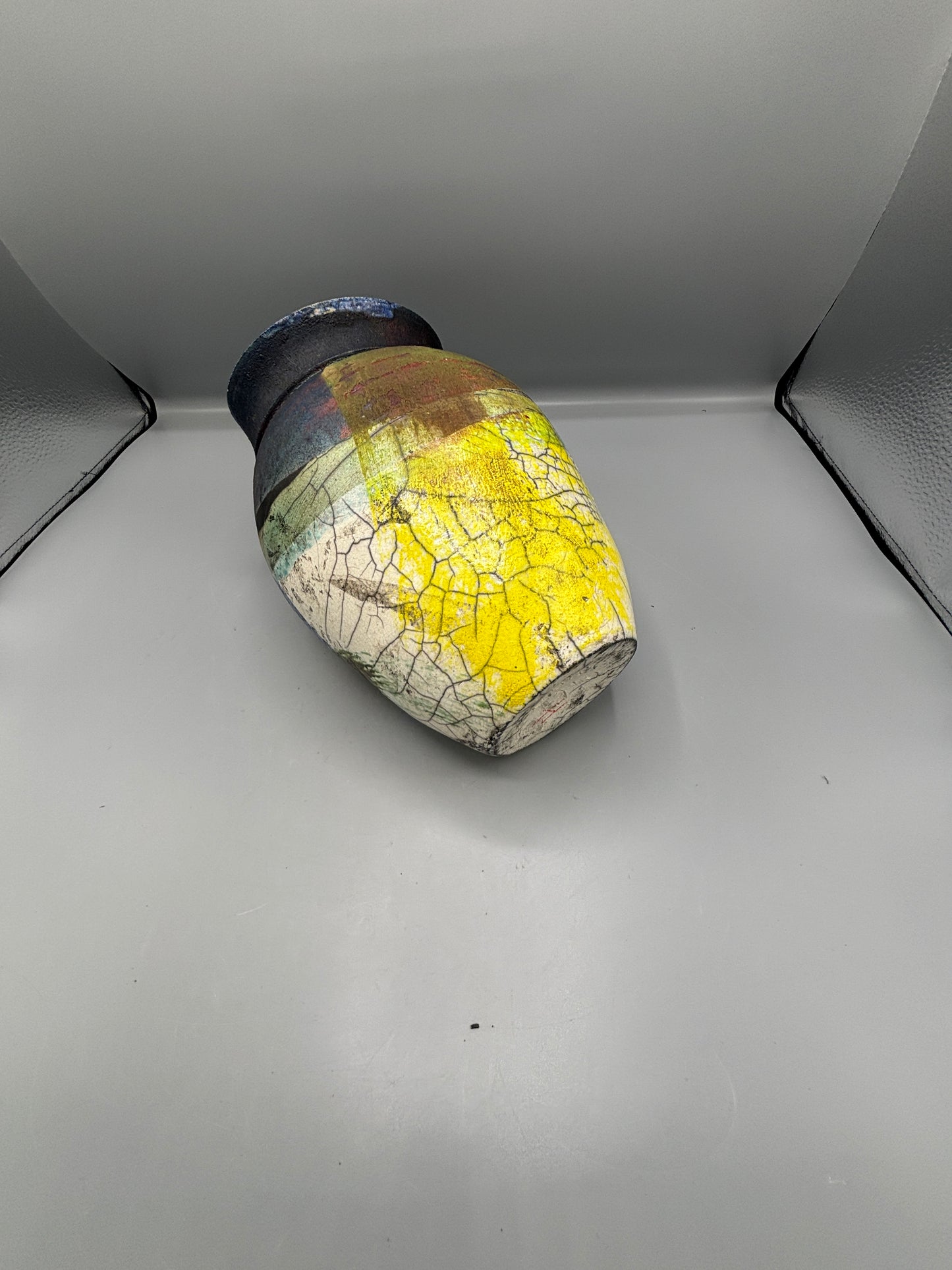 Signed Walsh Abstract folded top vase