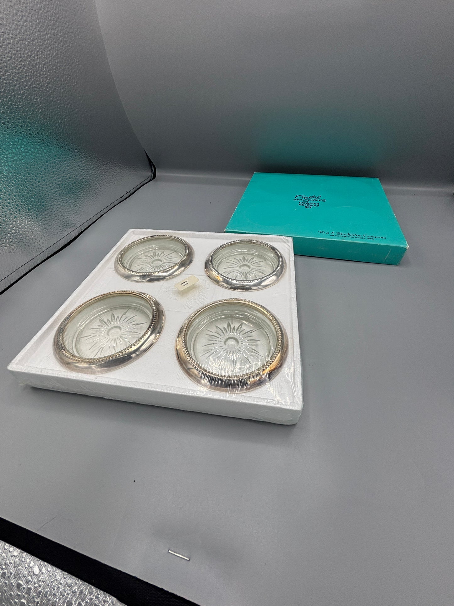 W & S Blackington Co. crystal & silver coaster