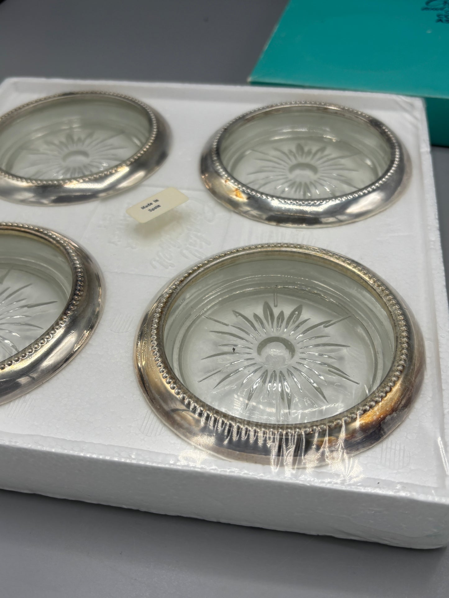 W & S Blackington Co. crystal & silver coaster