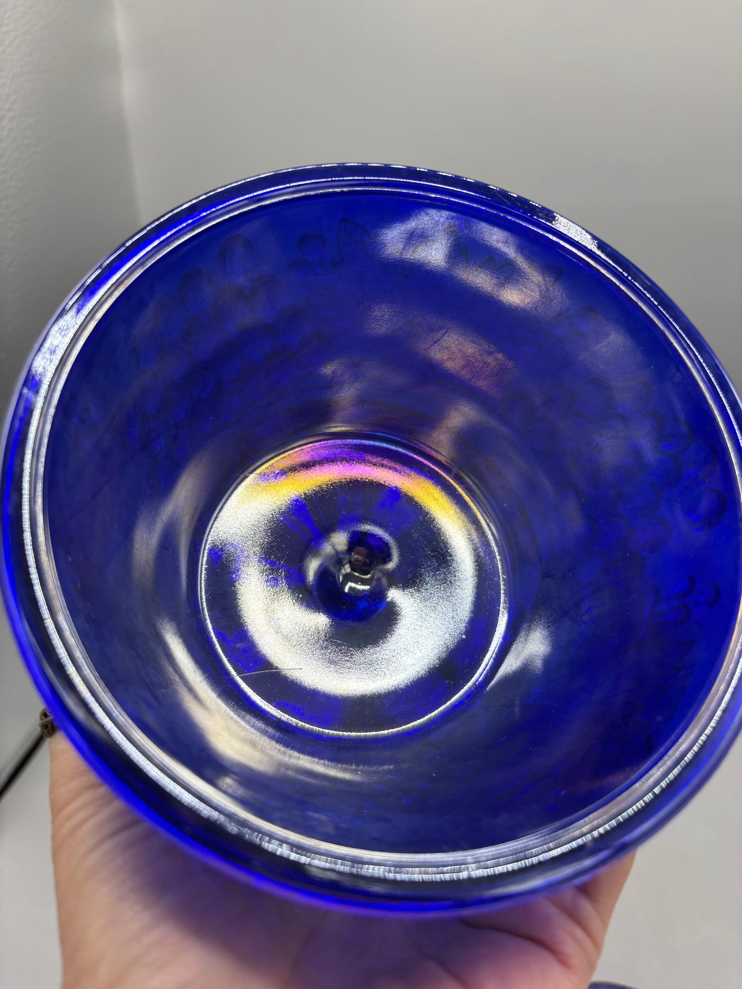 Cobalt blue iridescent harvest butter dish