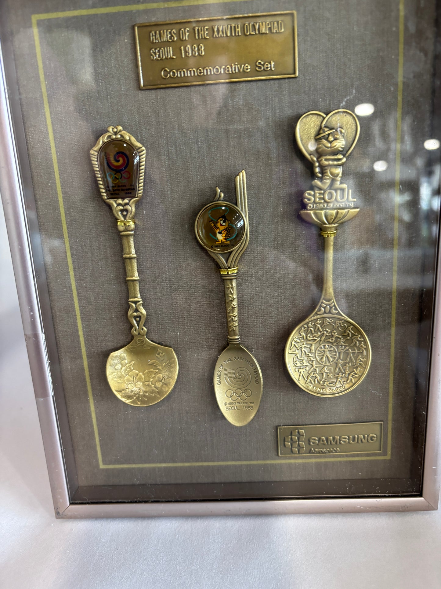 1988 Olympic Seoul S. Korea Antique Brass Spoon set