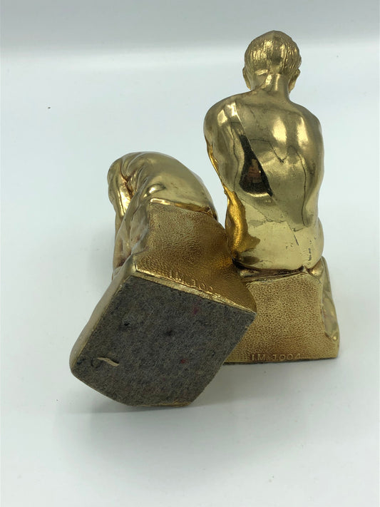 "The Thinker" brass bookends