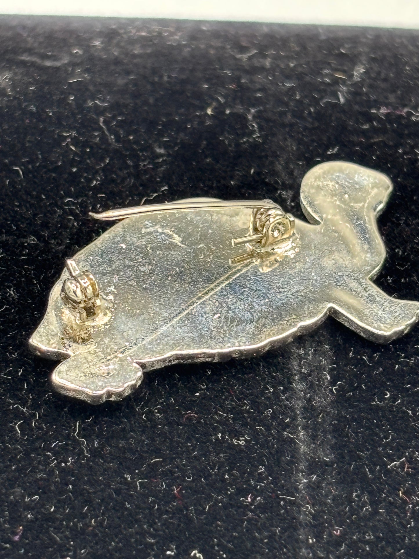 Vintage Silver tone Abalone turtle brooch
