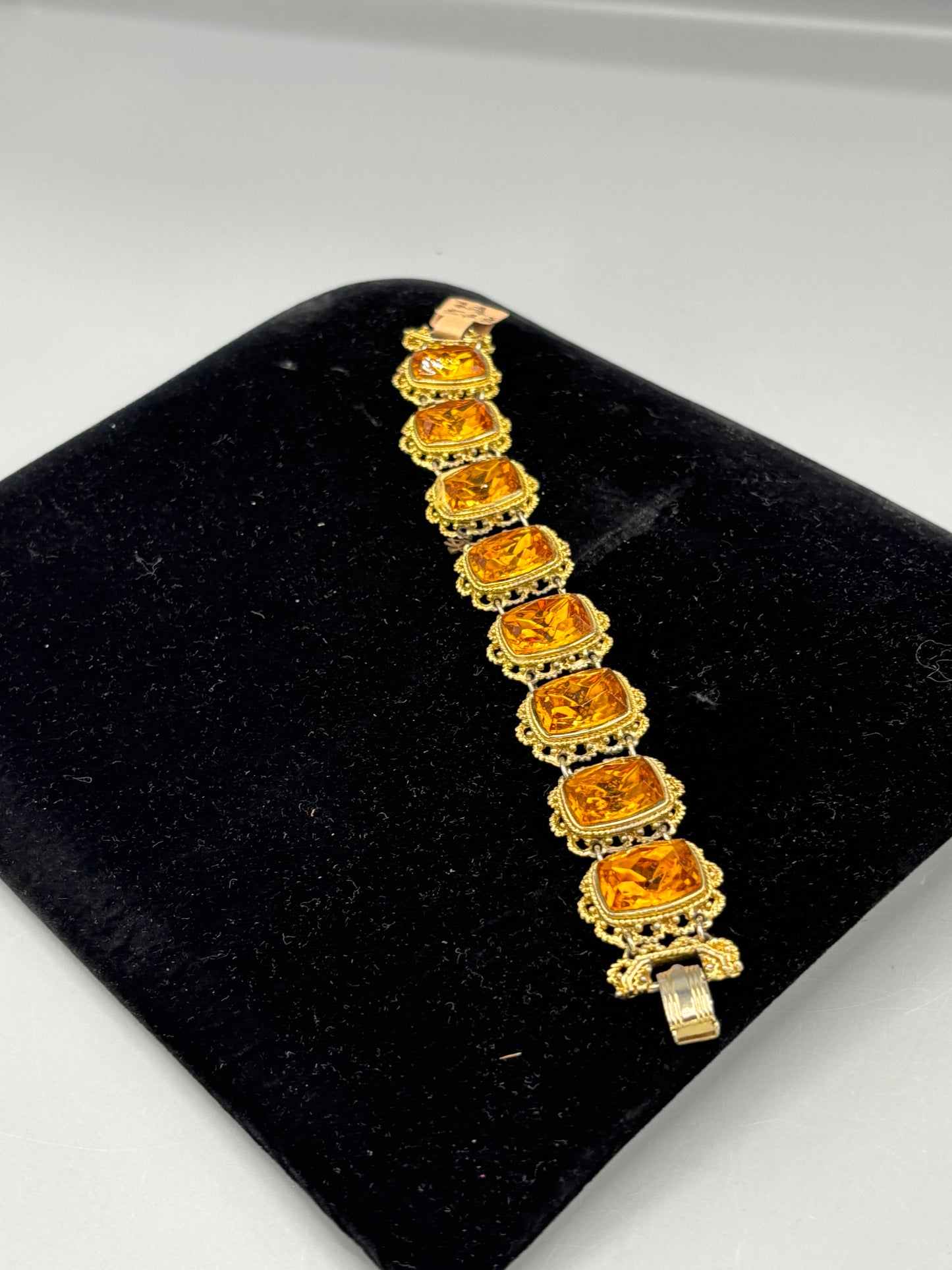 Vintage gold tone yellow stone Bracelet
