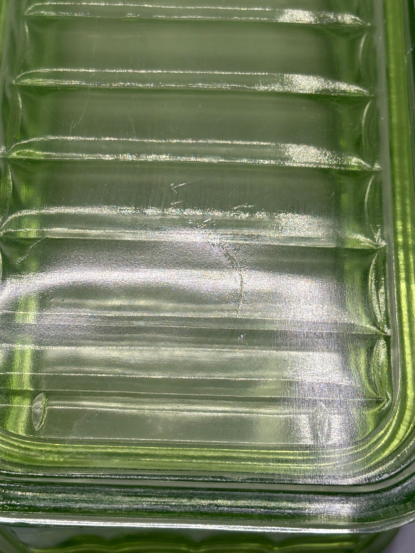 Vintage Uranium glass refrigerator container