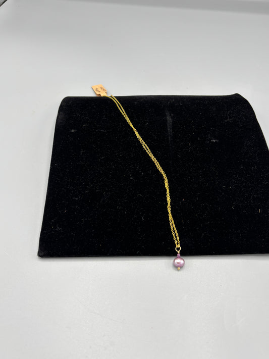 Gold tone with purple pearl Necklace