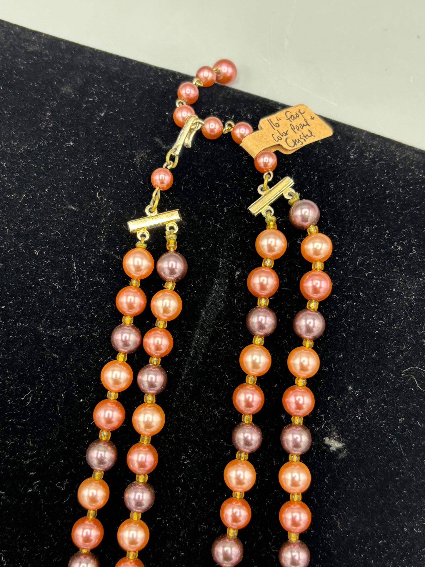 Faux Color Pearl & Crystal Rhinestone Double Choker