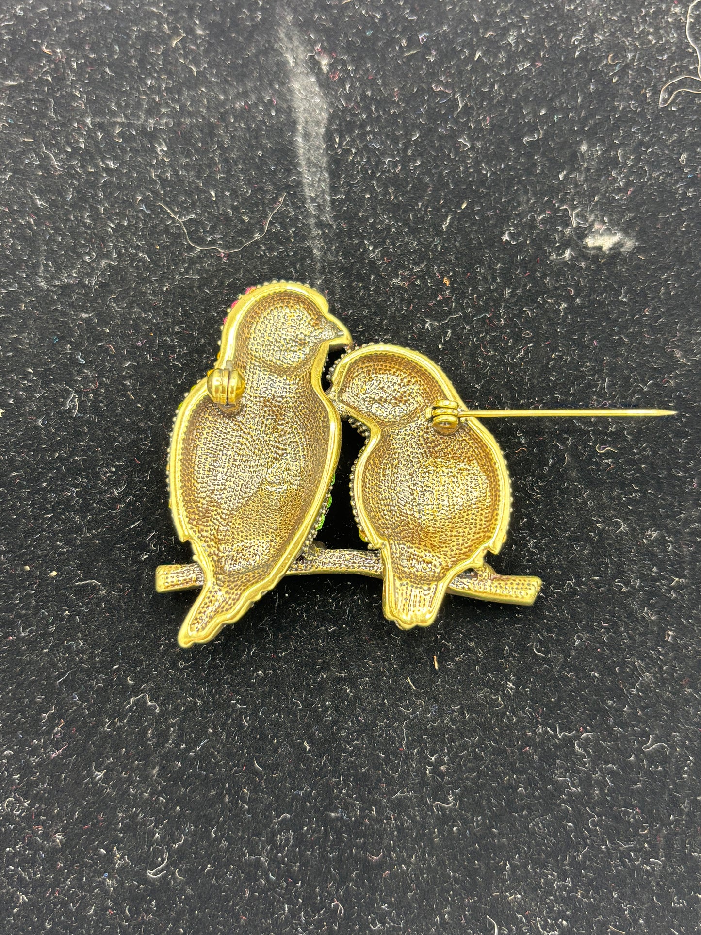 Multi color Crystal pair of Parrots brooch