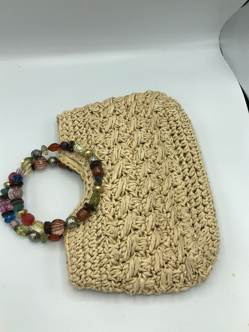 Capelli Straw Beaded Handle purse