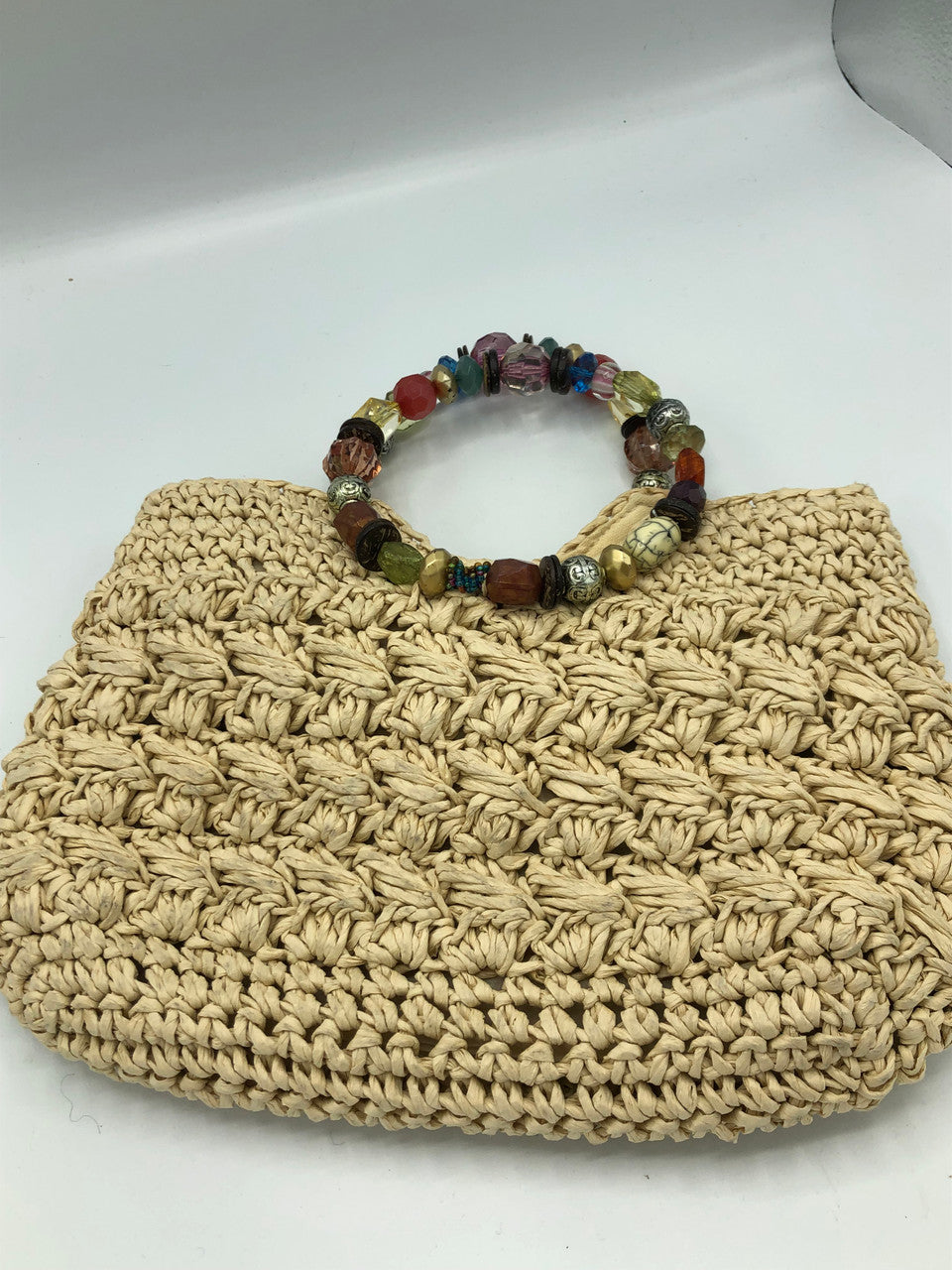 Capelli Straw Beaded Handle purse