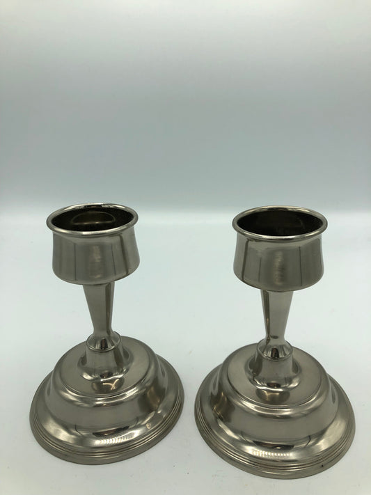 Set of 2 Vintage silver tone candle holders