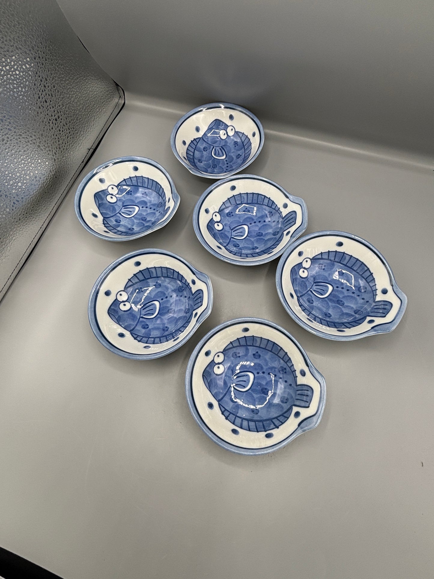 Blue & White Rice bowls with fish