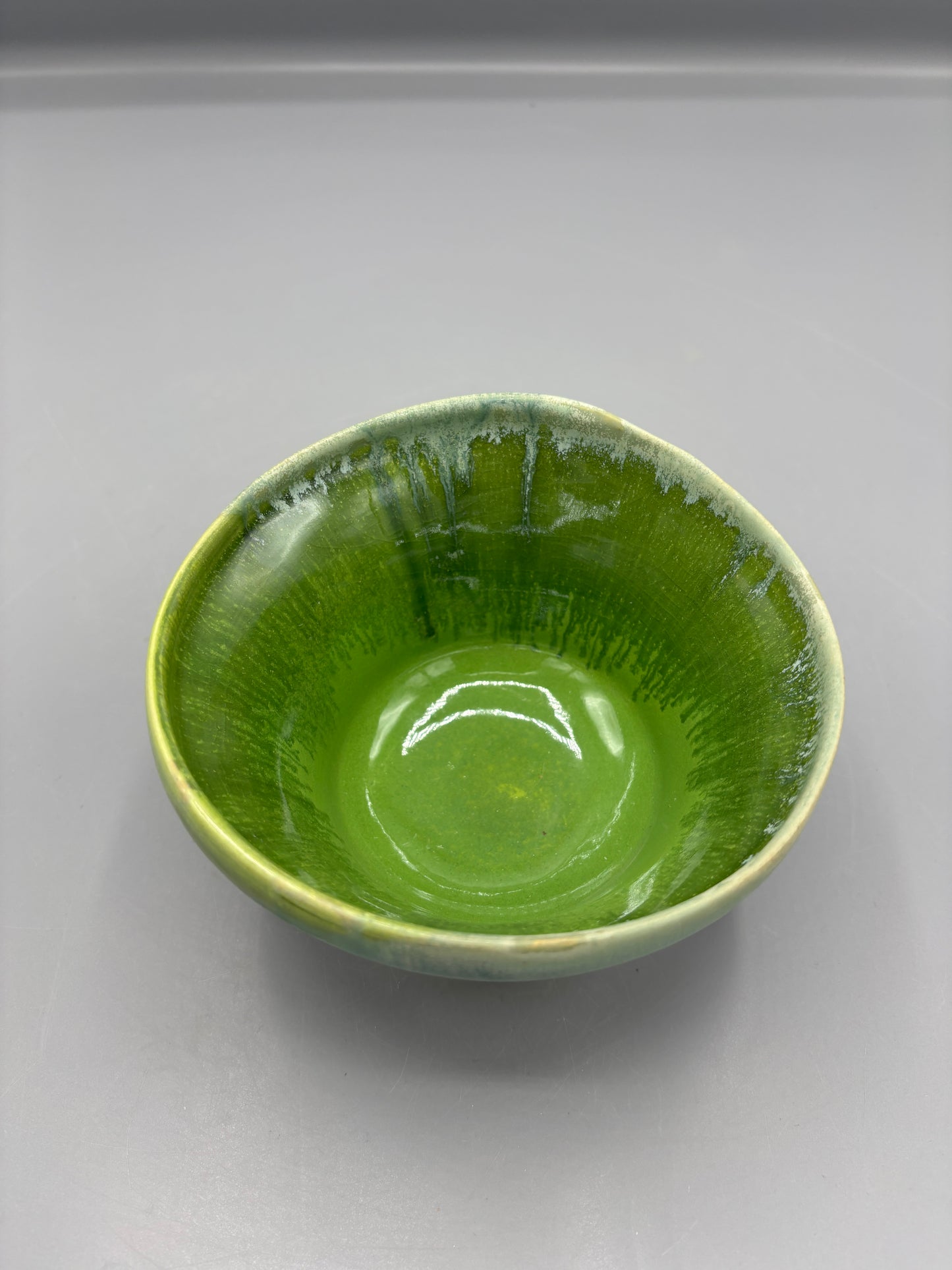 NC Pottery Vibrant green & Black drip bowl