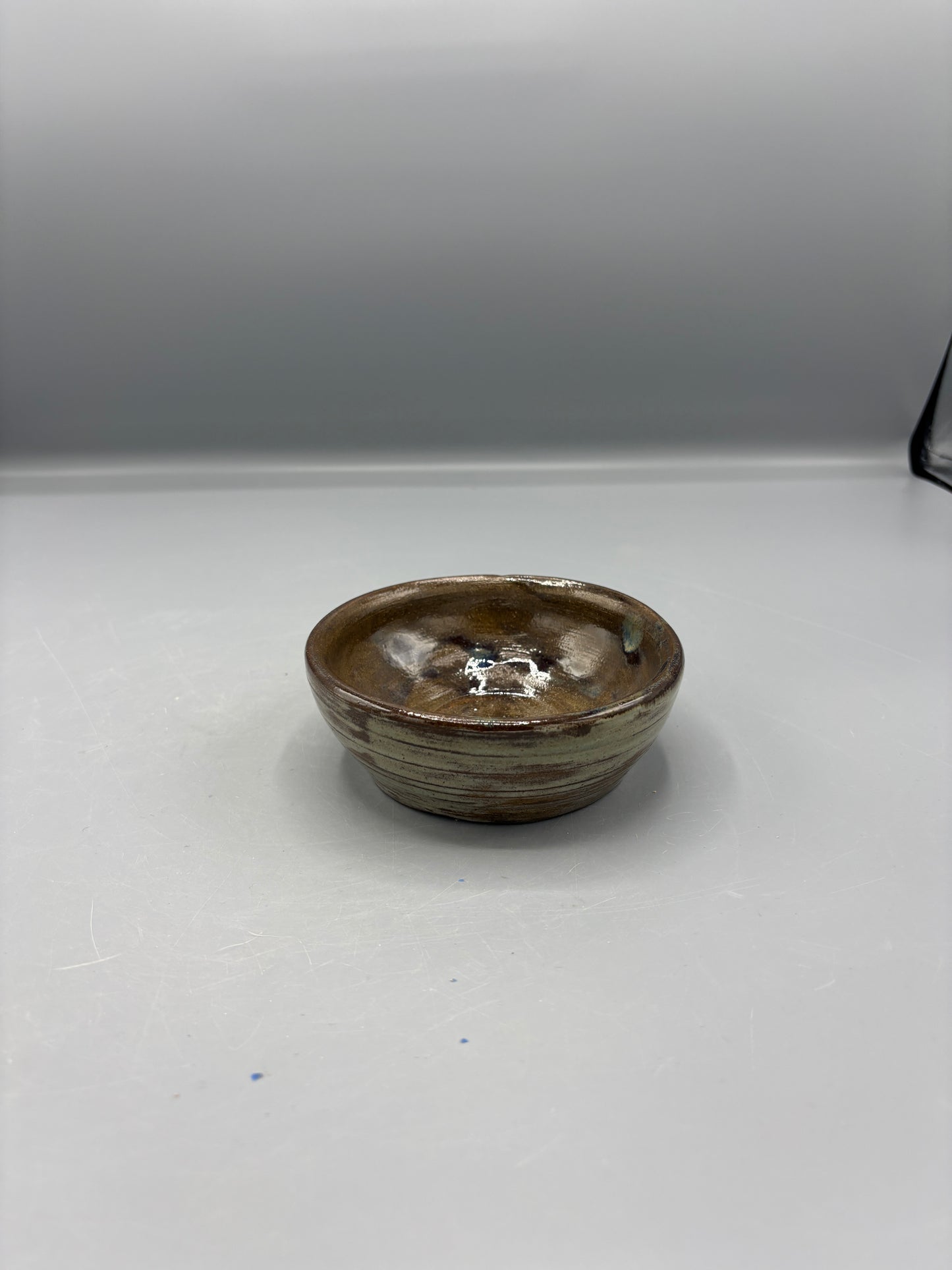 Nc Pottery brown glaze shallow bowl
