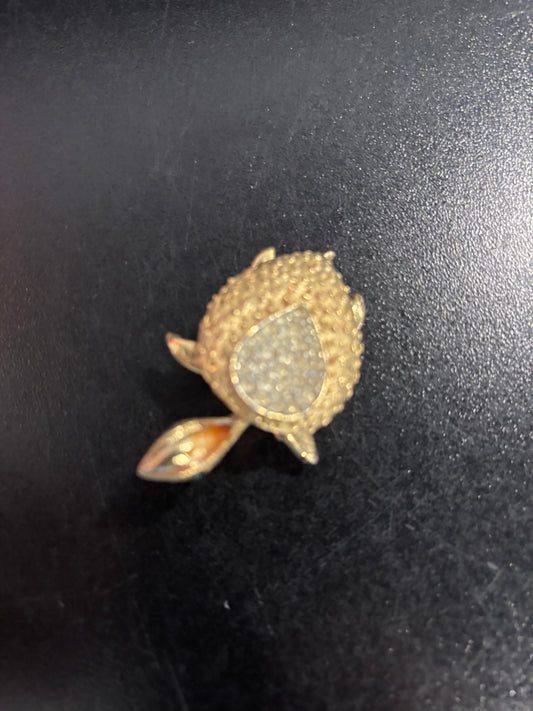 Gold tone Rhinestone turtle brooch
