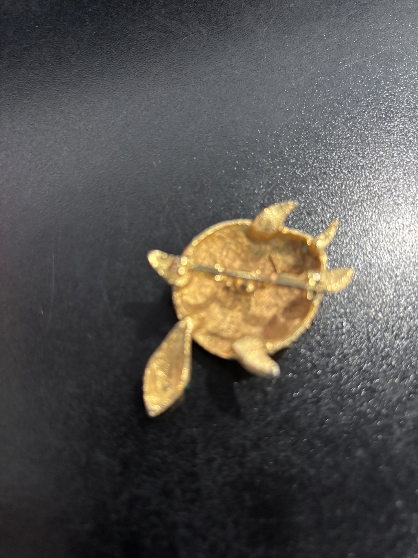 Gold tone Rhinestone turtle brooch