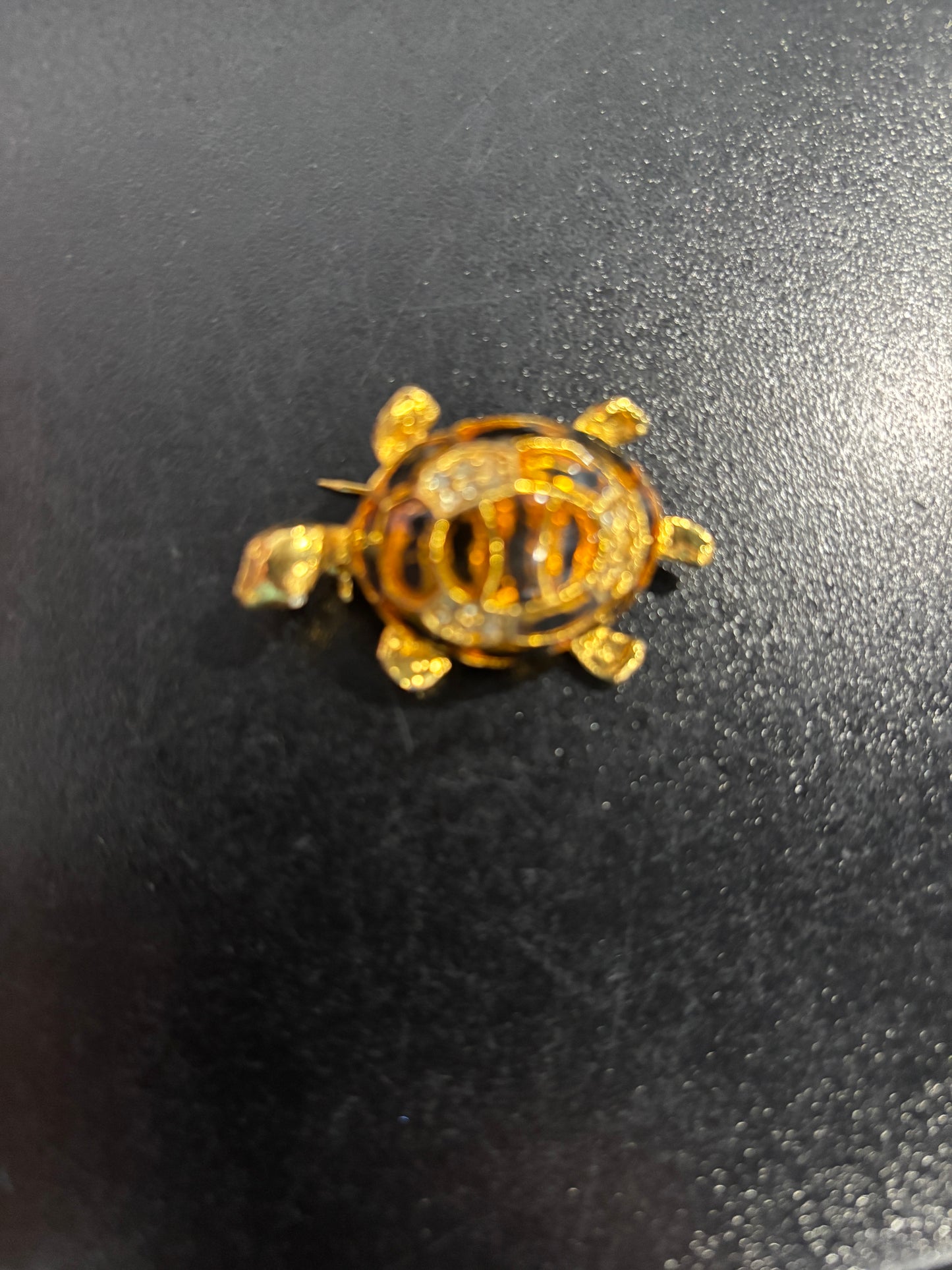 Enamel & Crystal turtle brooch