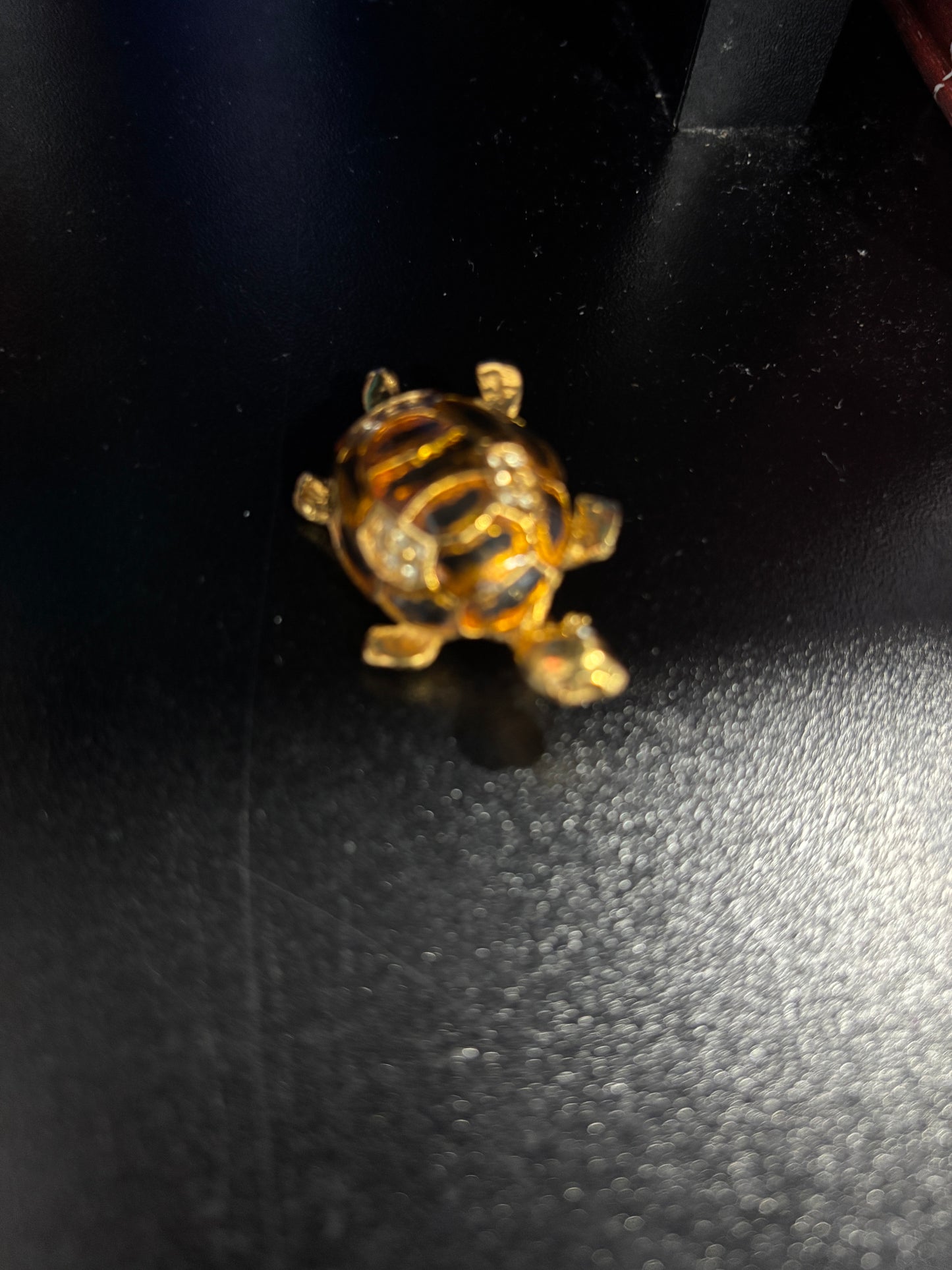 Enamel & Crystal turtle brooch