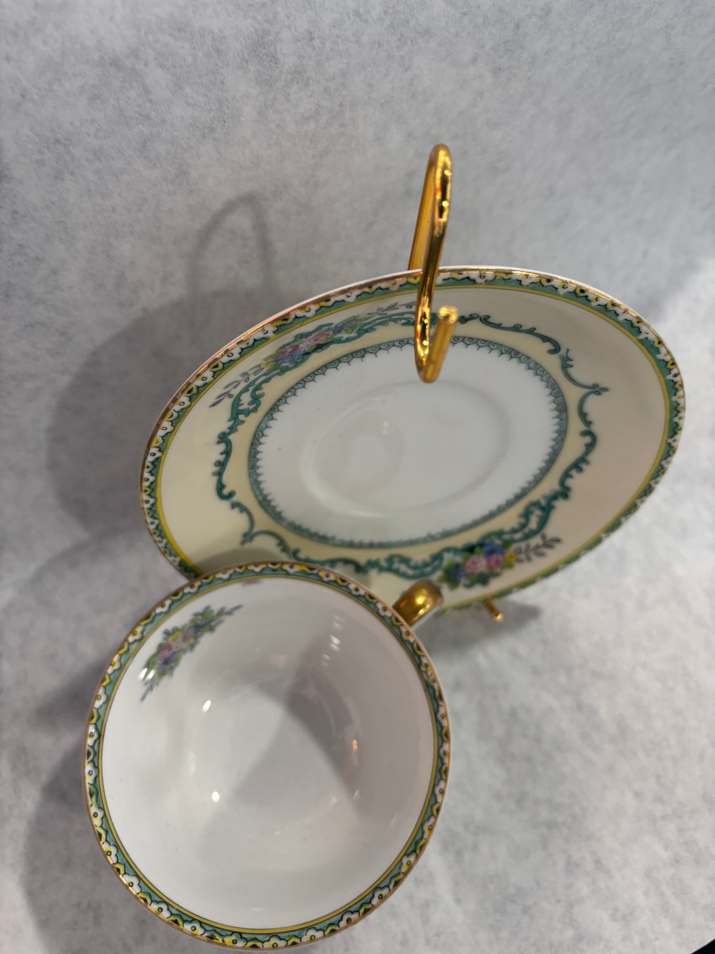 Noritake Teal floral teacup & saucer