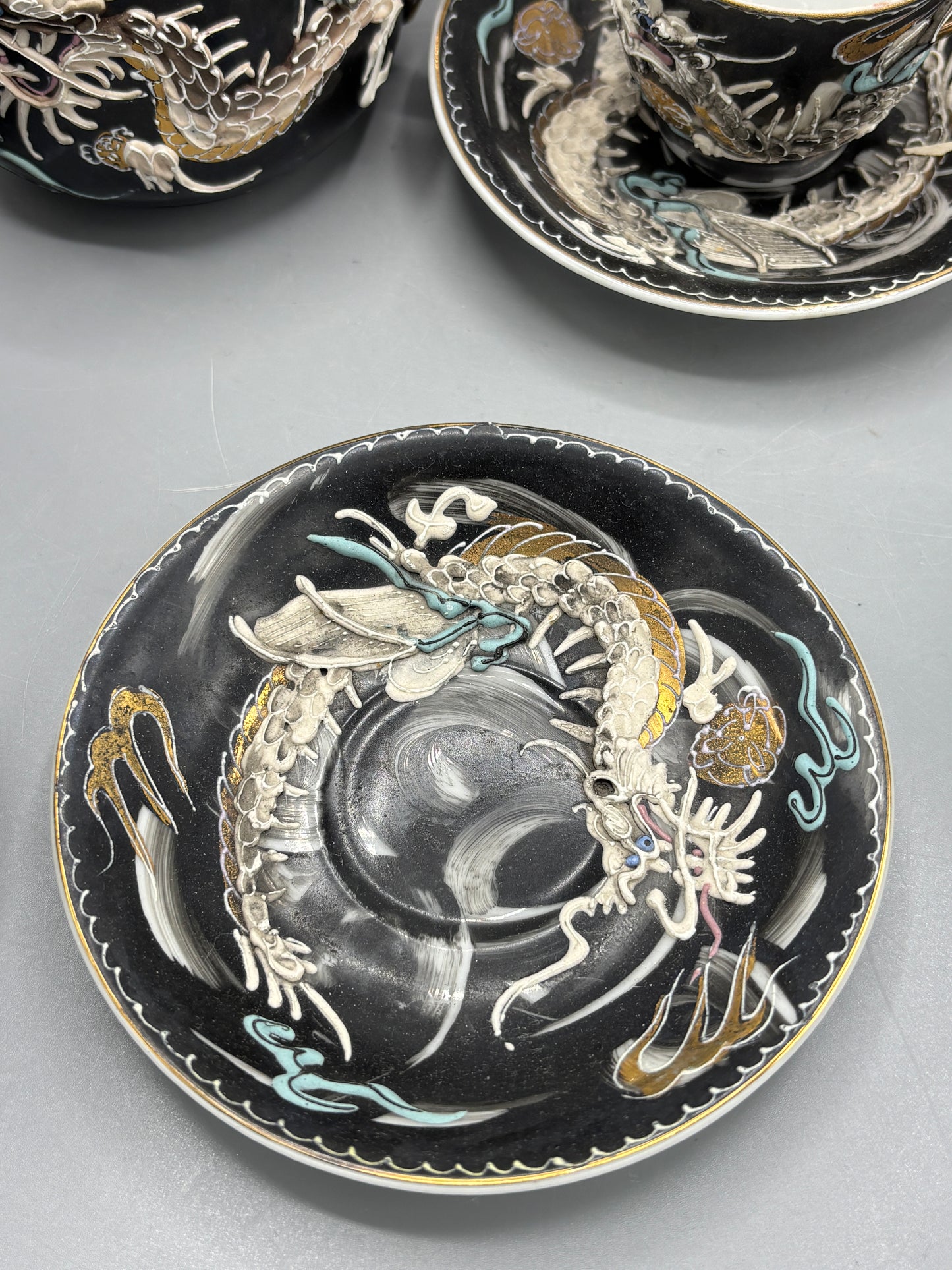 Japanese Dragon ware Moriage Tea Set