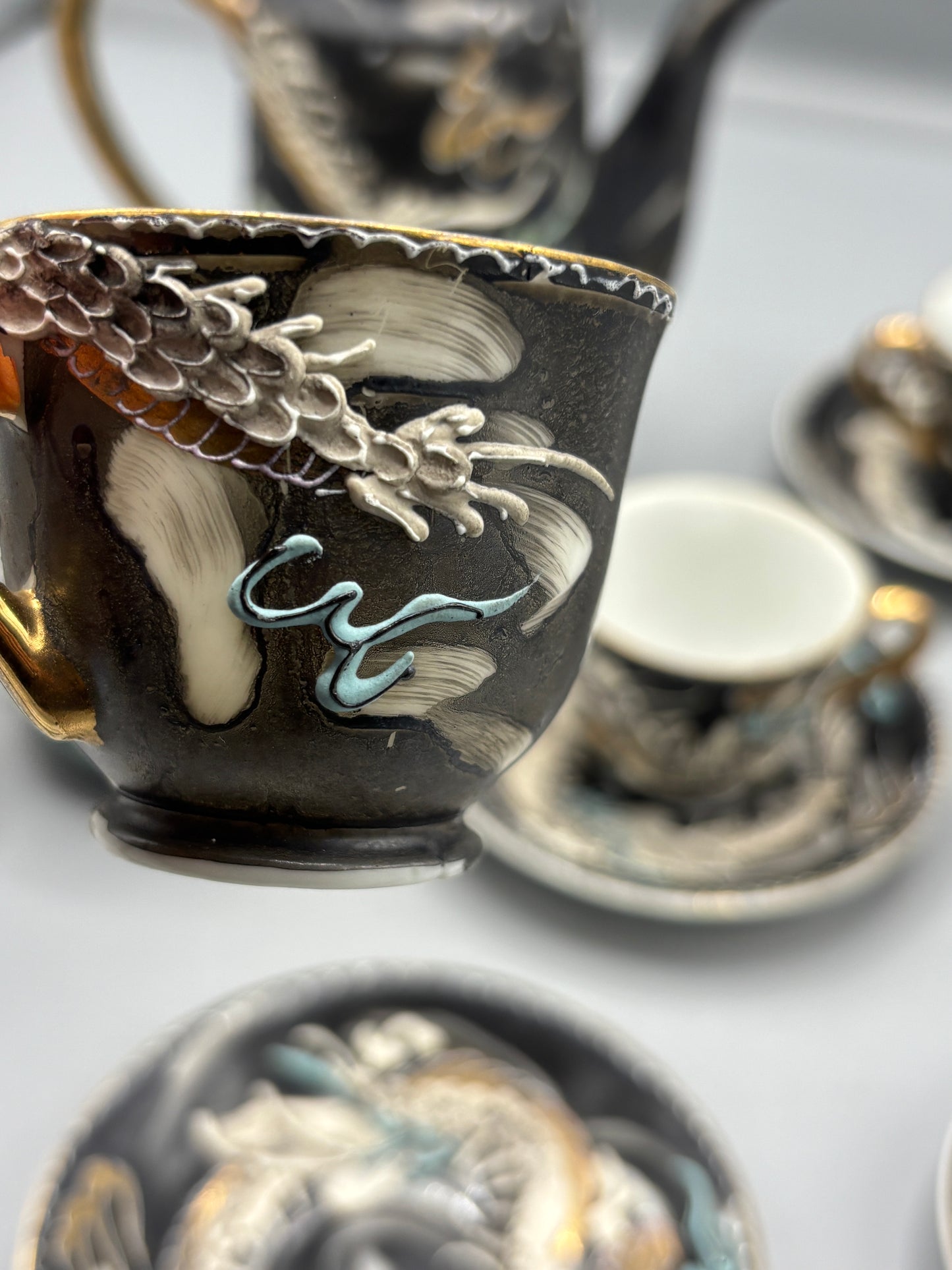 Japanese Dragon ware Moriage Tea Set