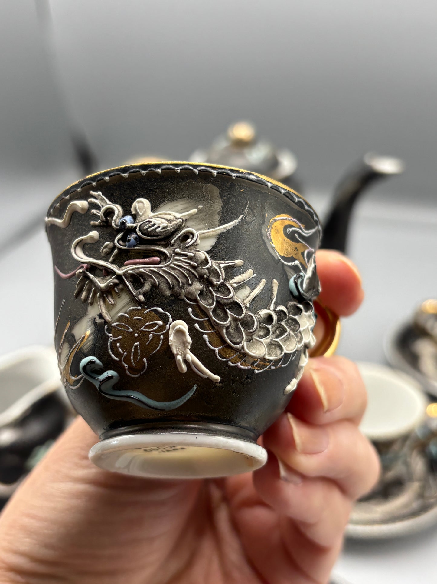 Japanese Dragon ware Moriage Tea Set