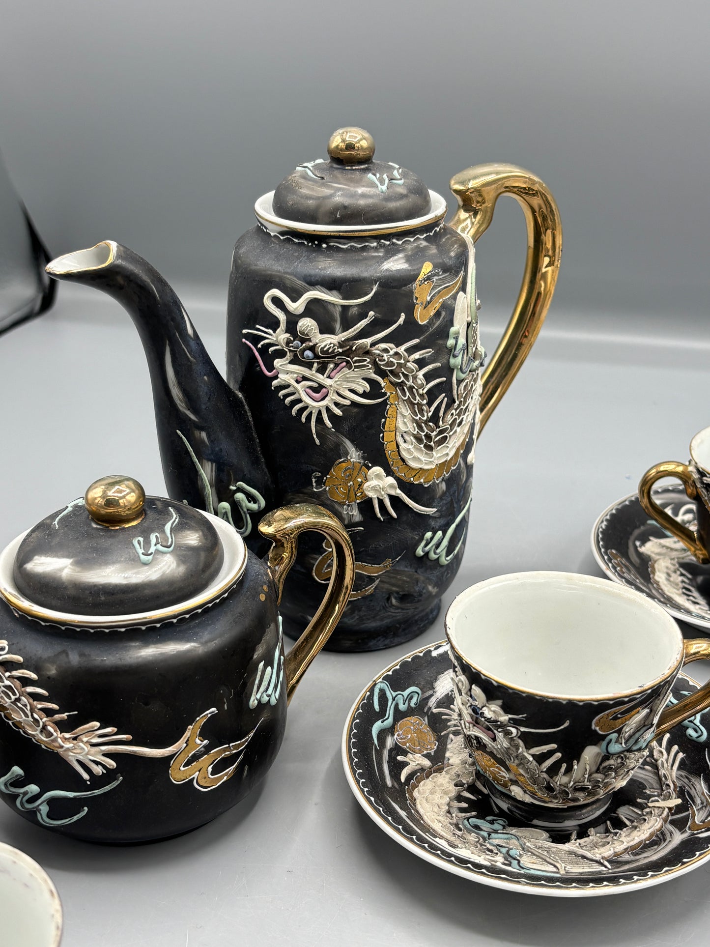 Japanese Dragon ware Moriage Tea Set
