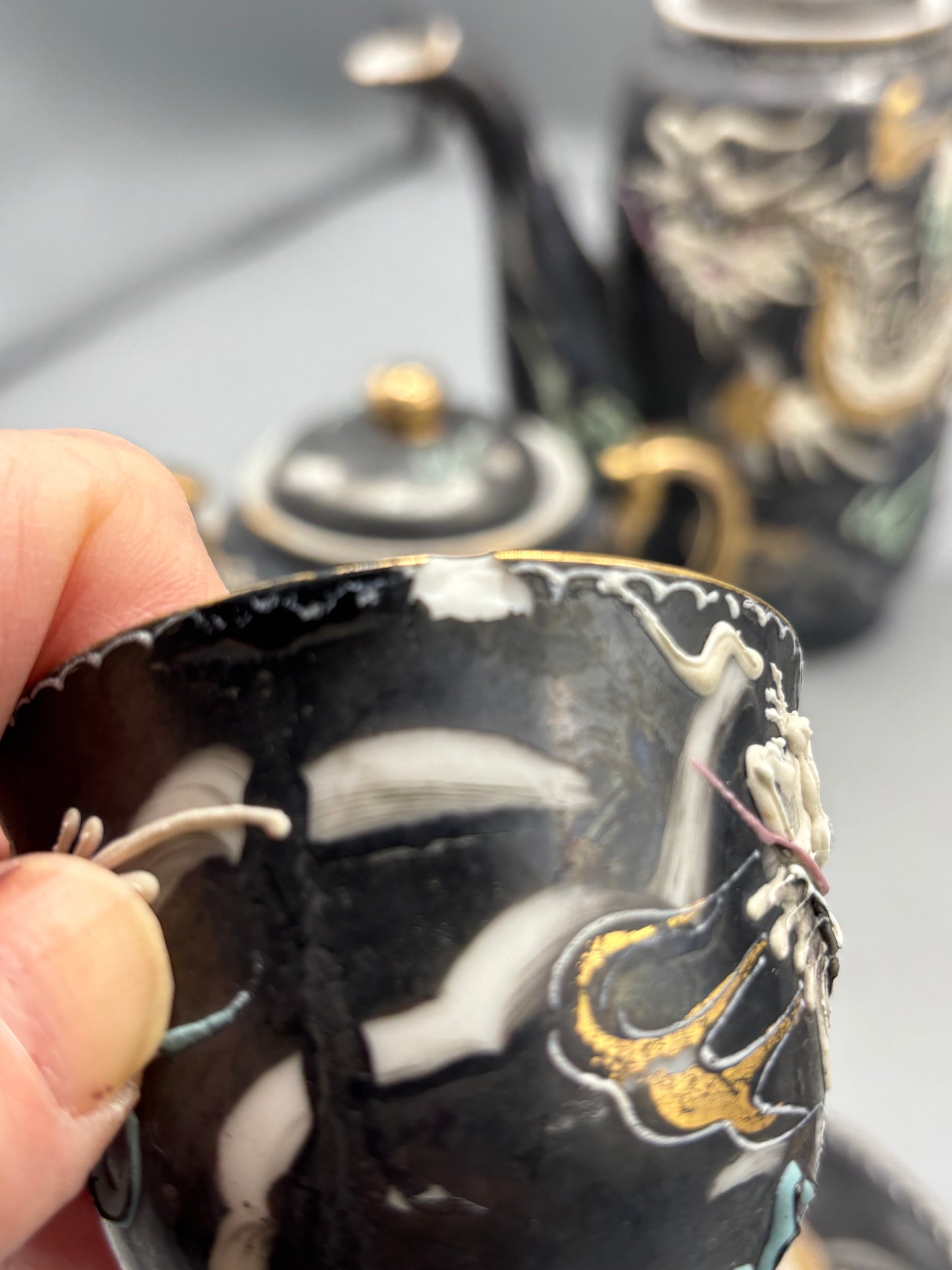 Japanese Dragon ware Moriage Tea Set