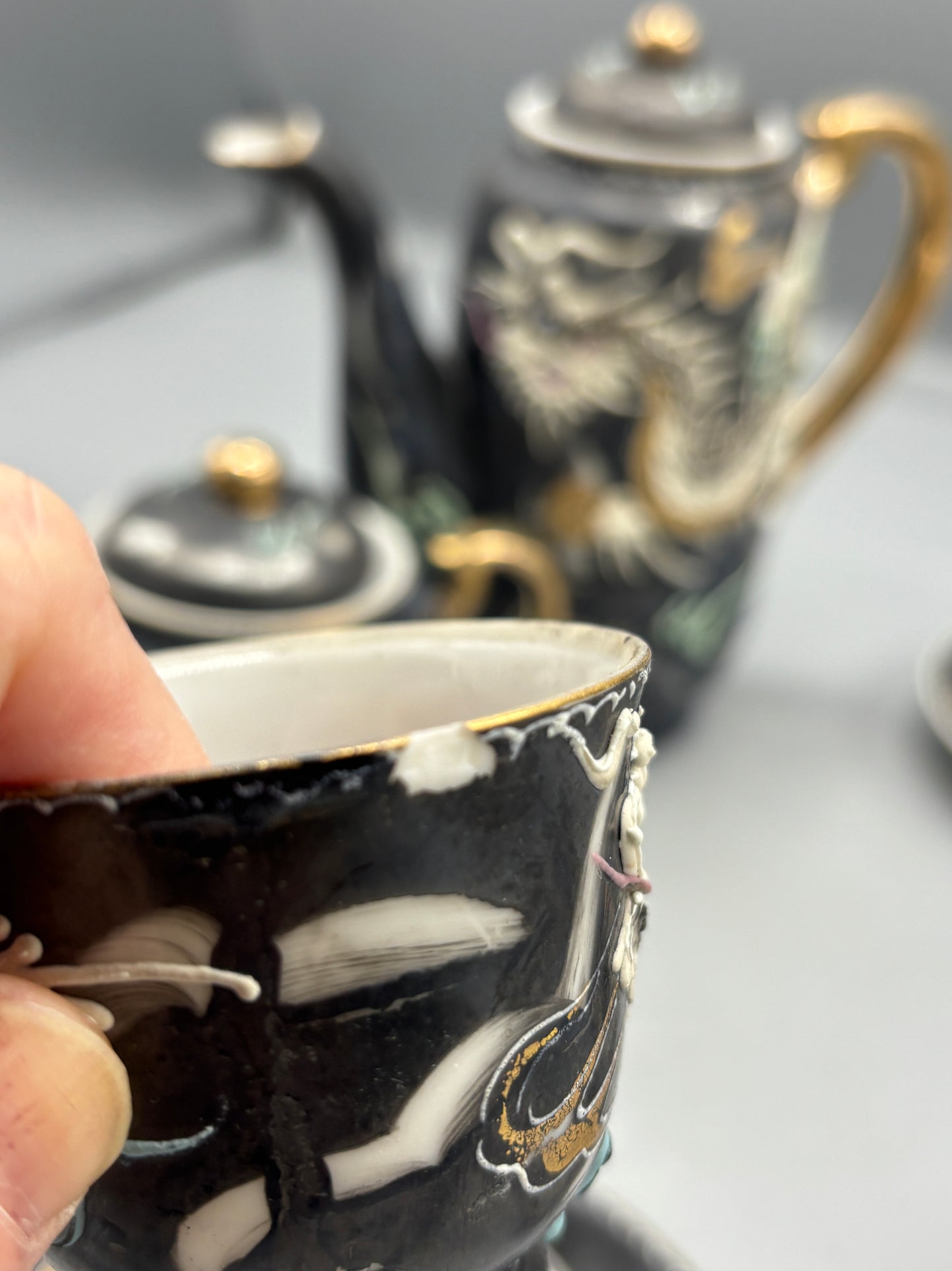 Japanese Dragon ware Moriage Tea Set