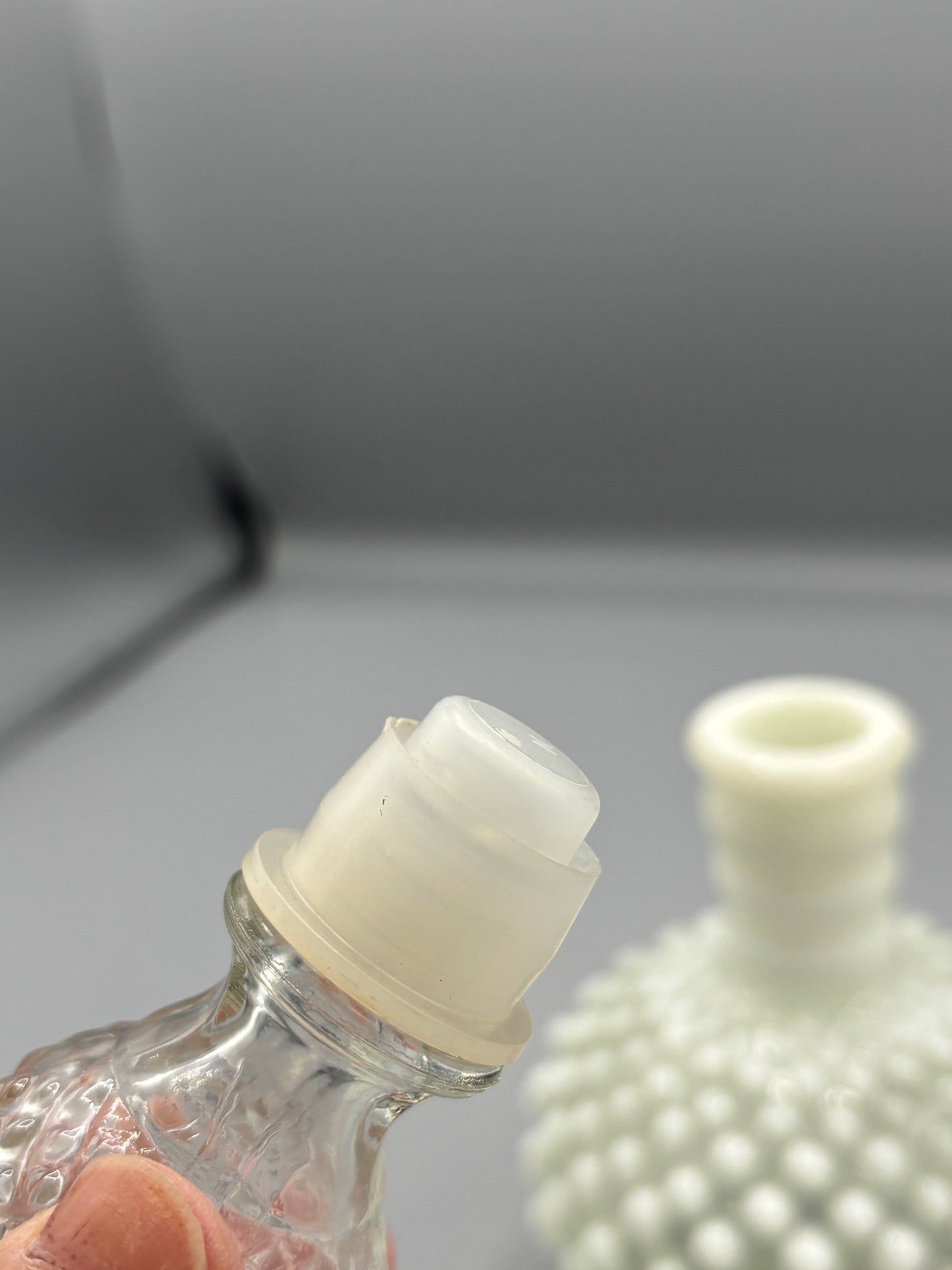 Moonstone Opalescent Hobnail perfume bottle