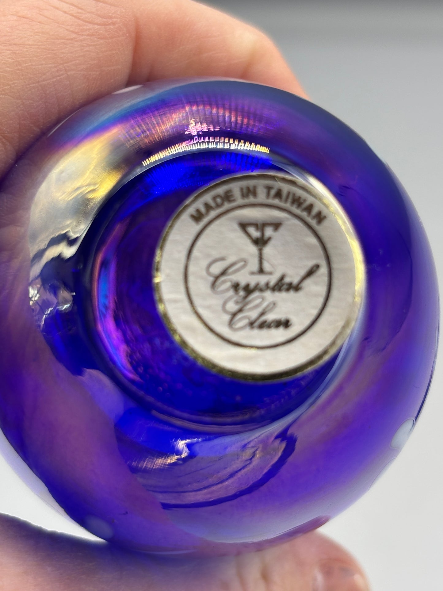 Cobalt blue iridescent bottle