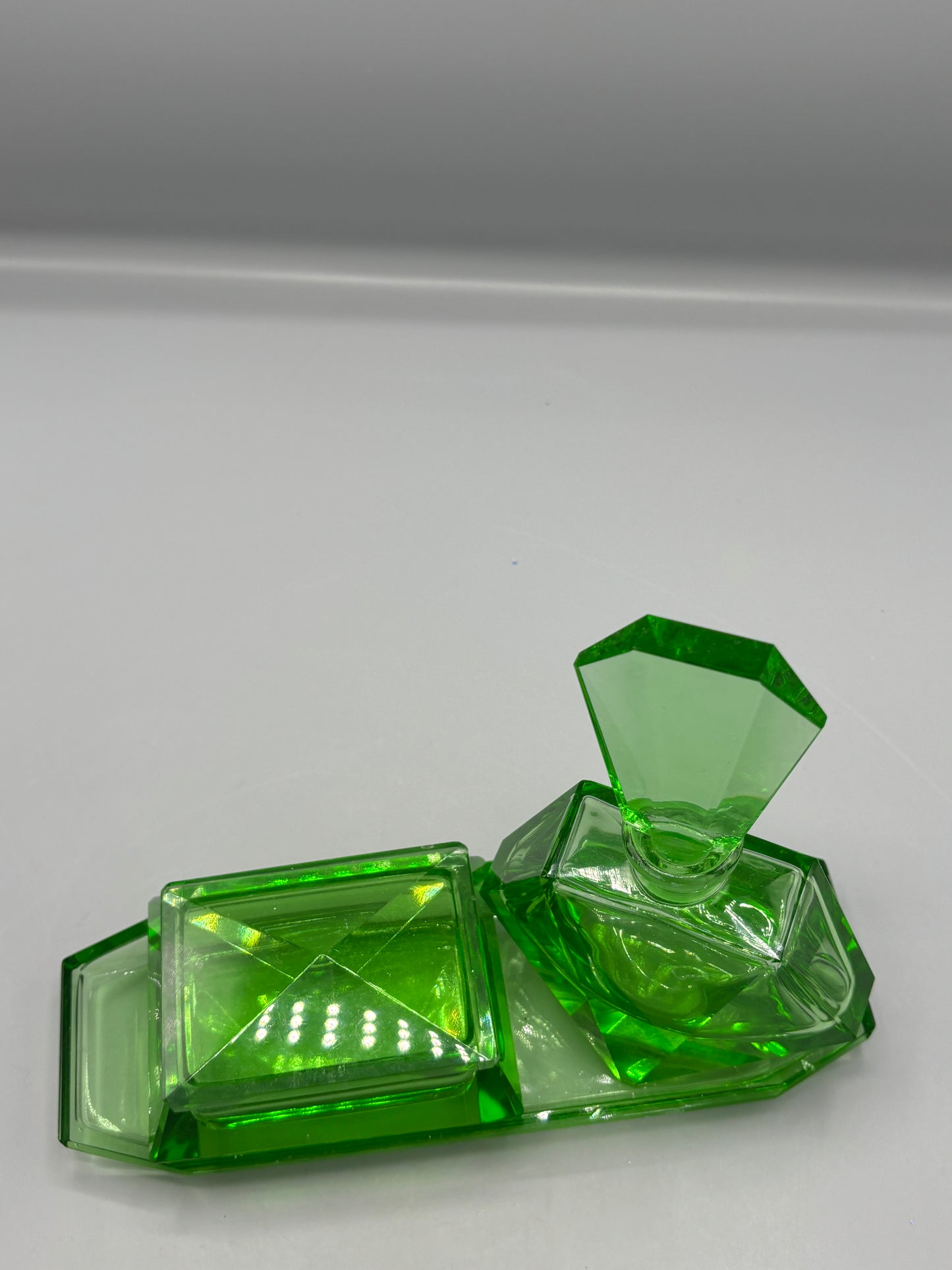 Art Deco green tray set