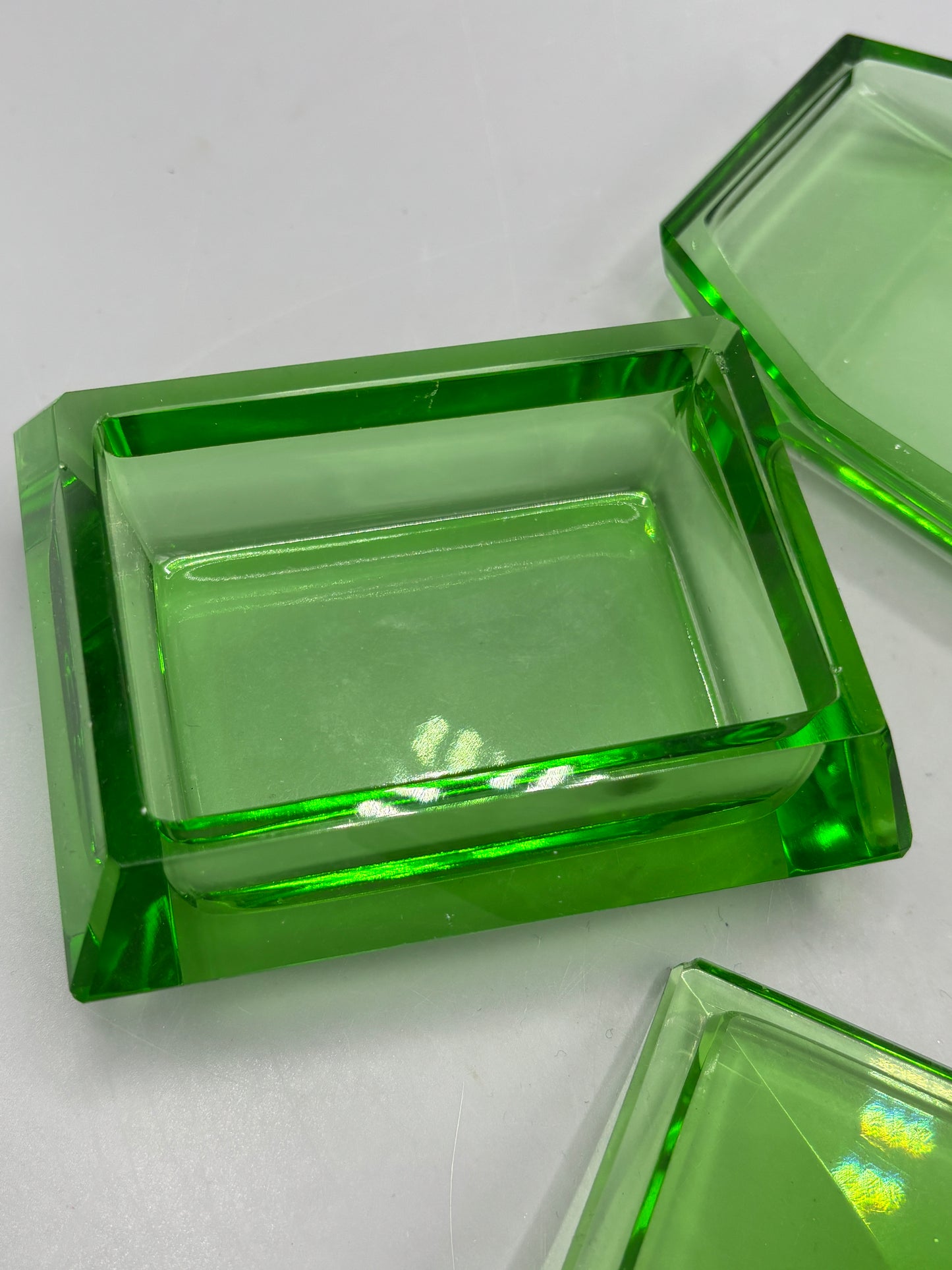 Art Deco green tray set