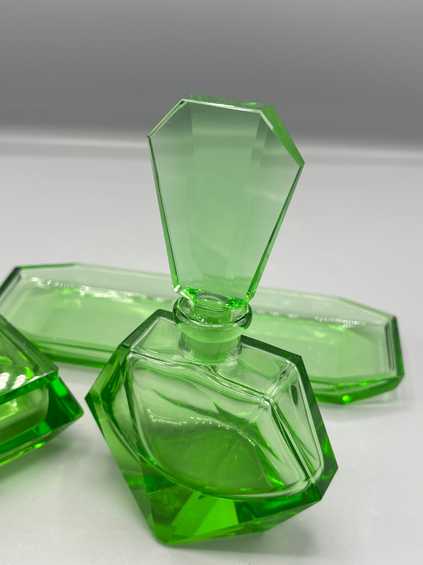 Art Deco green tray set