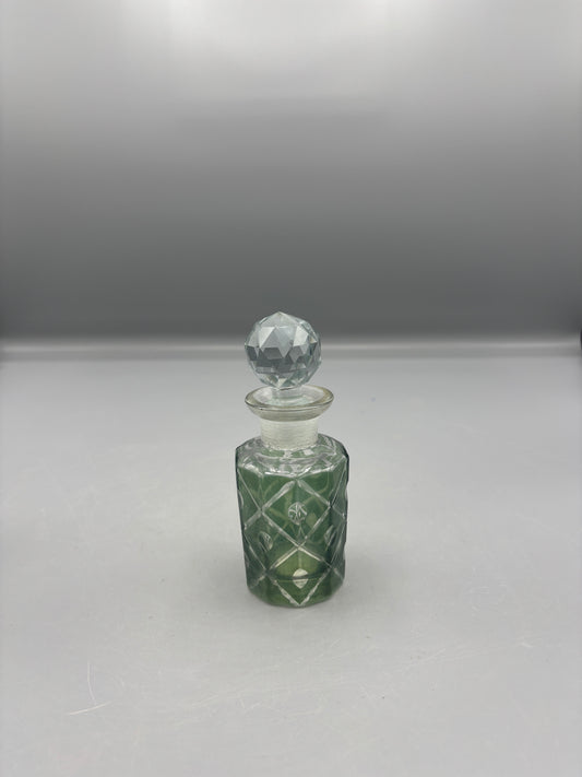 Vintage Twos Company Green glass perfume bottle