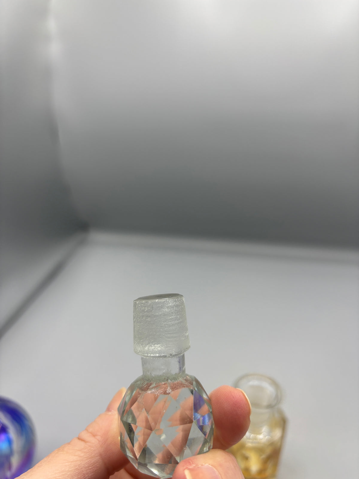 Vintage Twos Company Amber glass perfume bottle
