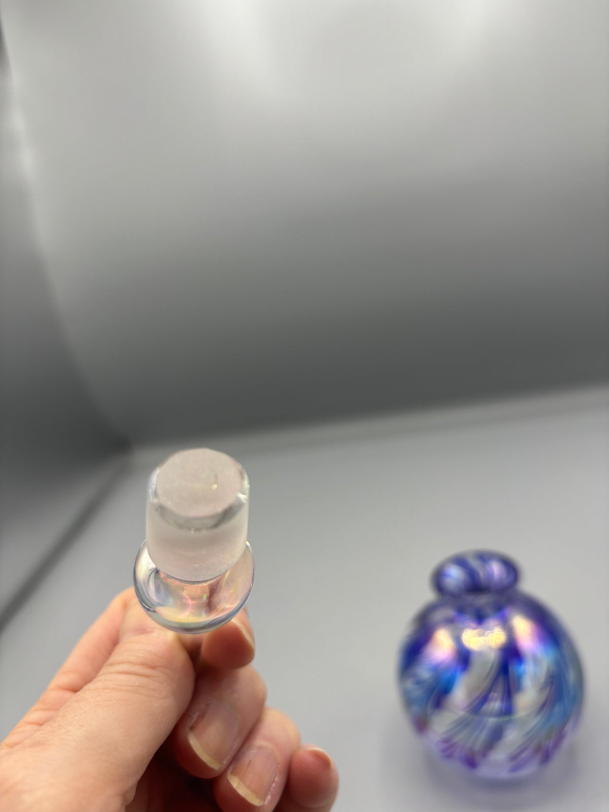 Vintage Iridescent art glass perfume bottle