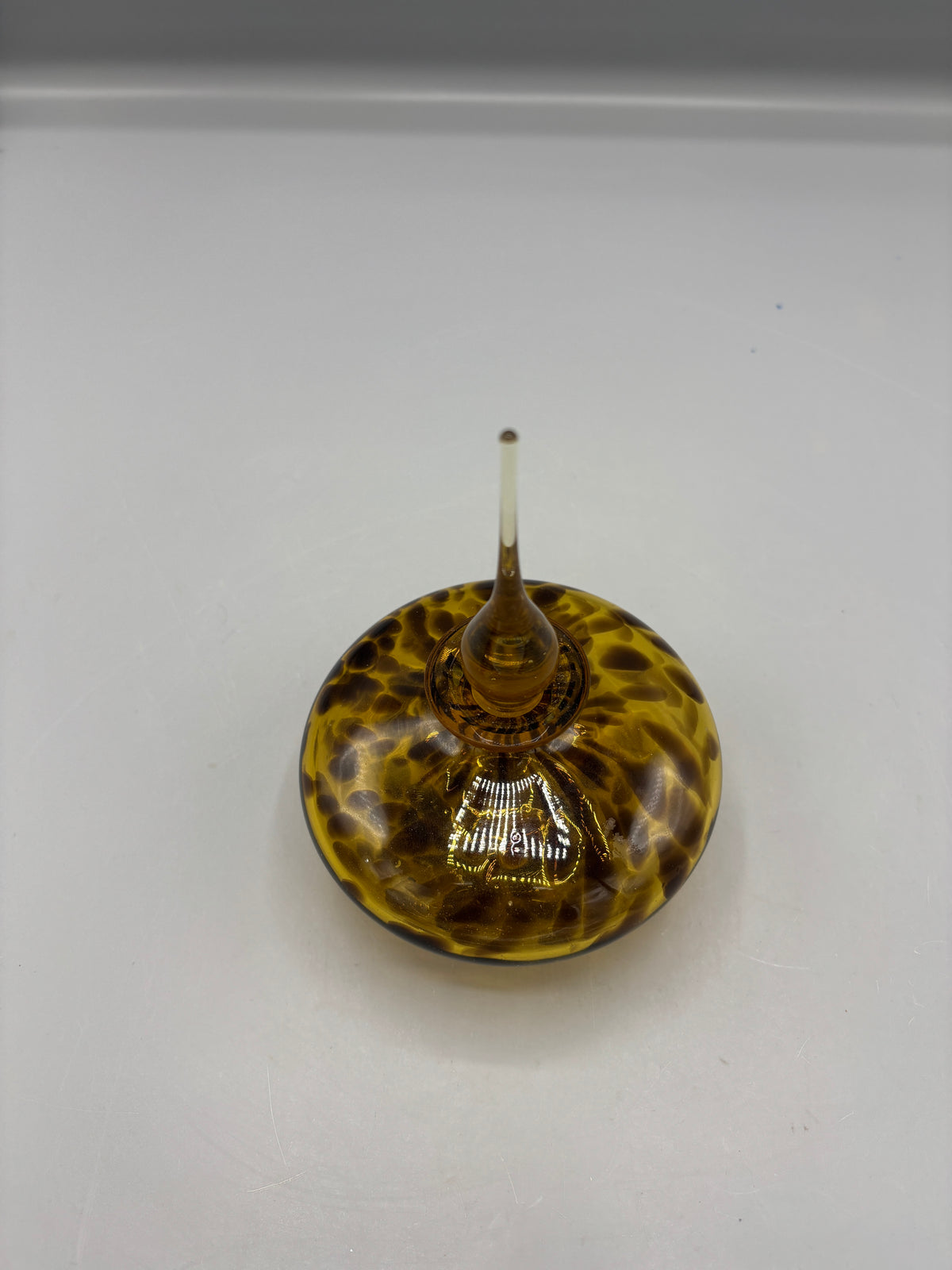 Vintage art glass Amber tortoise perfume bottle