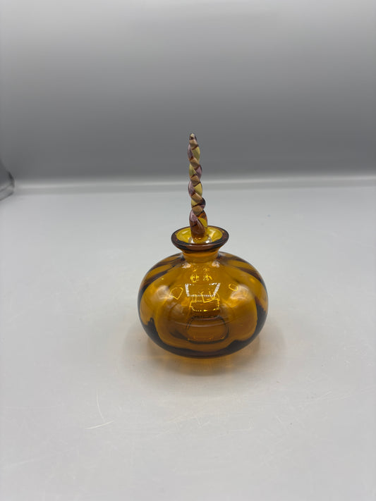 Vintage Amber glass with Twisted stopper