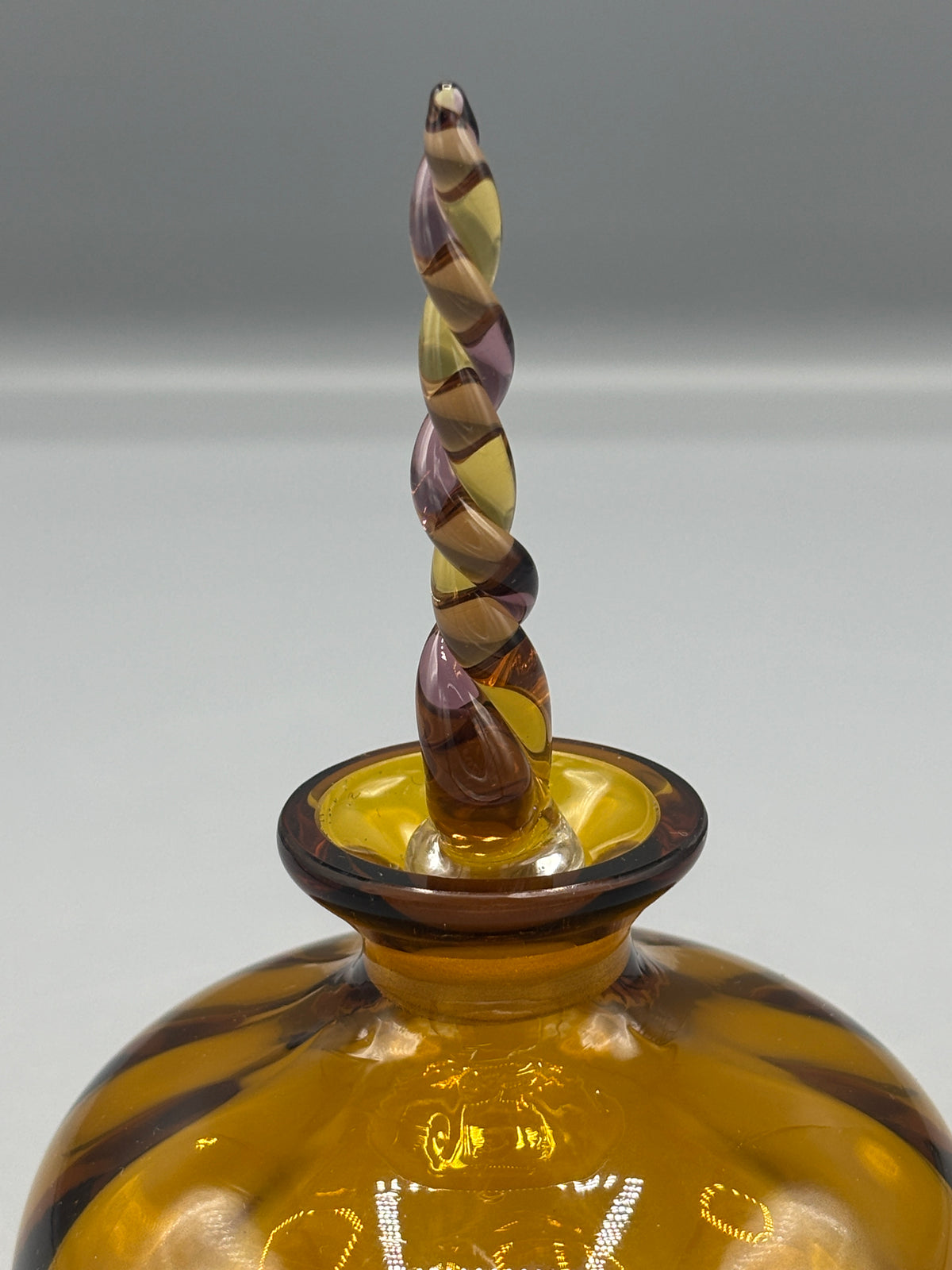 Vintage Amber glass with Twisted stopper