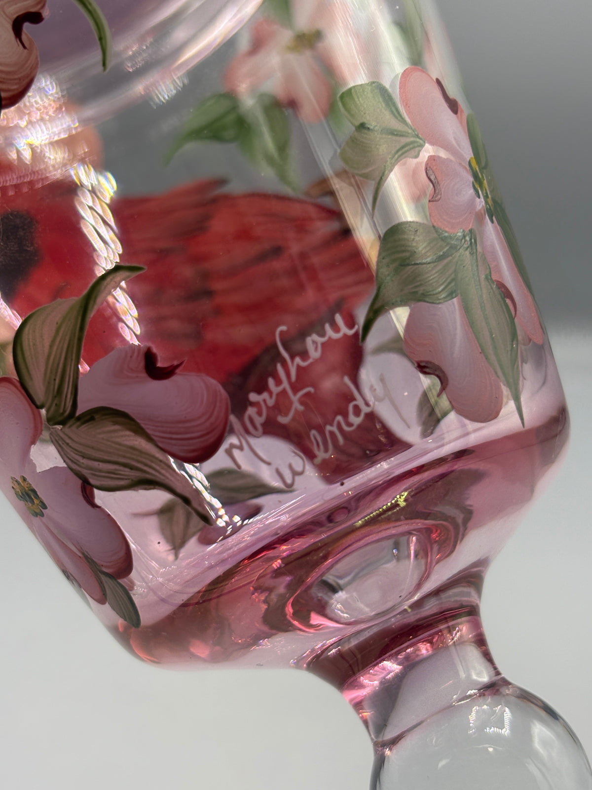 Vintage hand painted glass pedestal candy dish