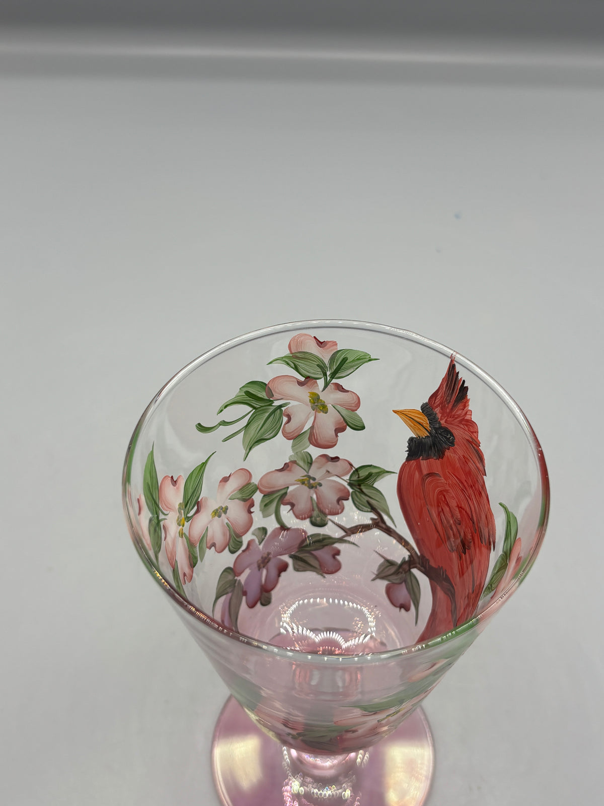 Vintage hand painted glass pedestal candy dish