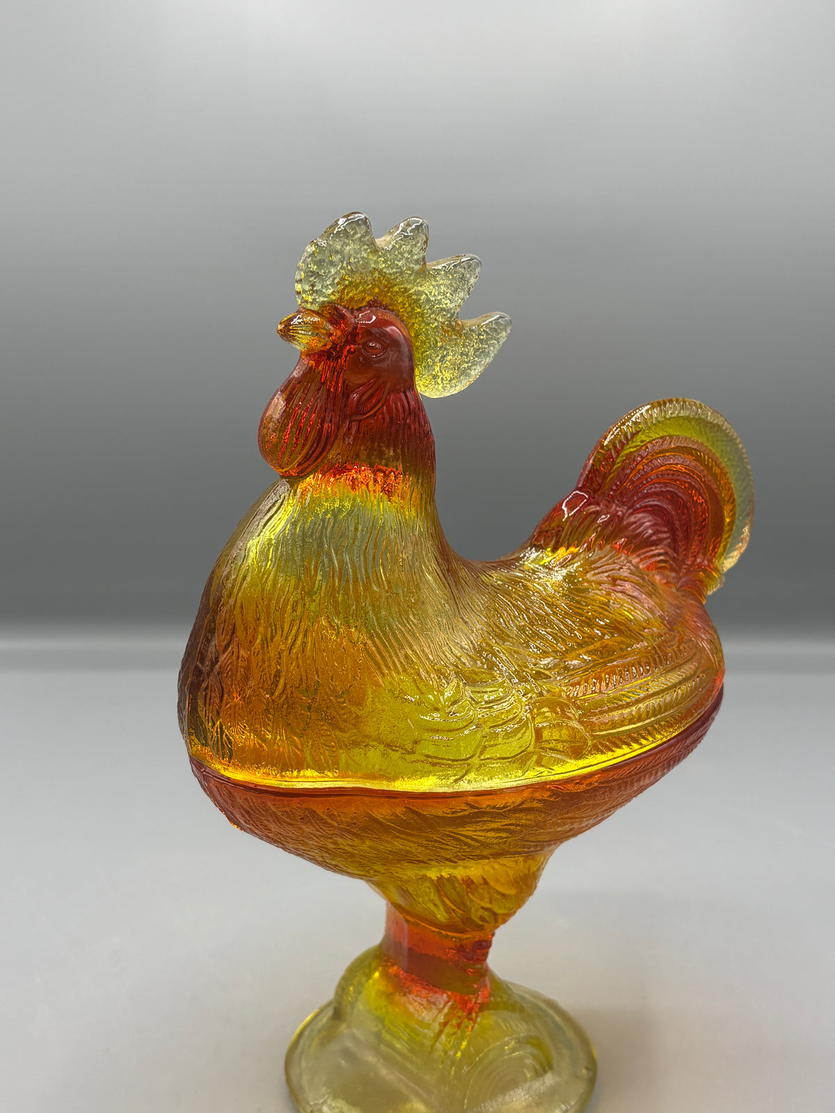 Vintage Honey Amber glass rooster